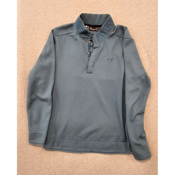 Under Armour Other - Under Armour 1/4 Button Sweatshirt Mens XL Blue Cold Gear Loose Golf Casual READ